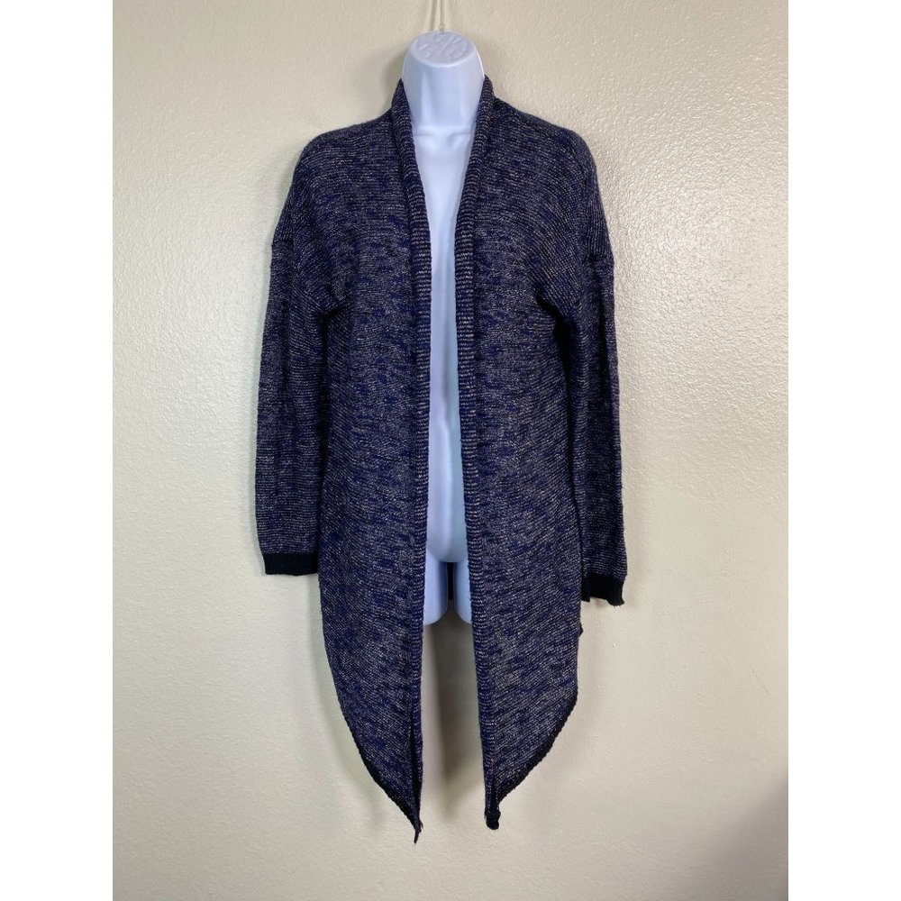 Eileen Fisher Womens Linen Blend Open Front Cardigan Sweater size Small Blue